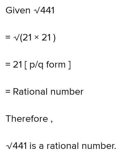 classify the following root 441 as rational or irrational numbers ...