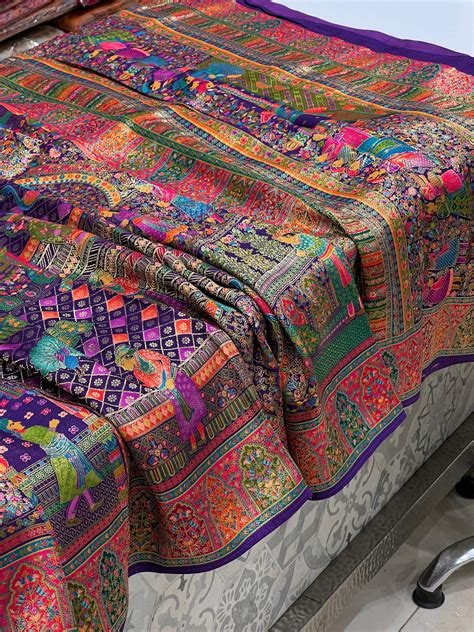 Purple Pashmina Style Darbar Silk Saree