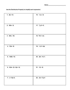 Distributive Property Worksheets 的图像结果