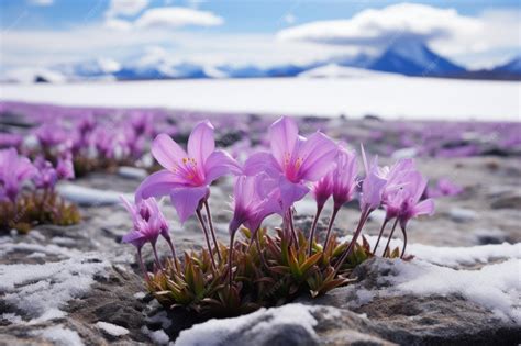 Premium AI Image | Flower in a North Pole Setting Horizon Antarctica ...