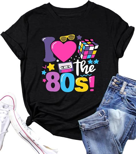 Amazon.com: PECHAR I Love The 80's Shirt for Women Vintage 80s Music ...