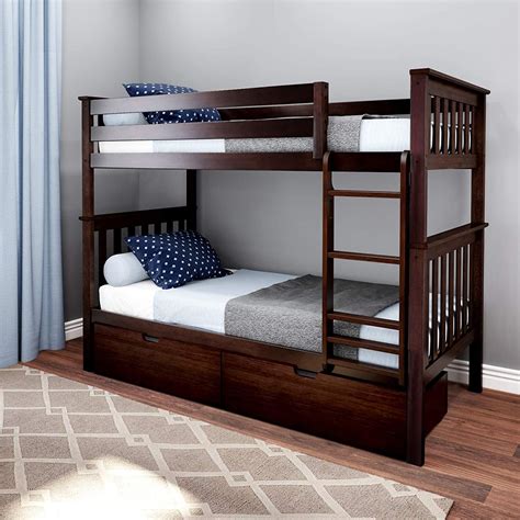 Solid Wood Twin Over Twin Bunk Bed With Storage
