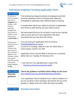 Individual employer funding application Doc Template | pdfFiller