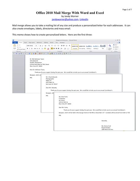Image result for Microsoft 2010 Mail Merge Tutorial