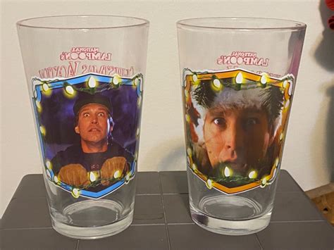 National Lampoon's Christmas Vacation Glasses Pair of 2 Chevy Chase ...