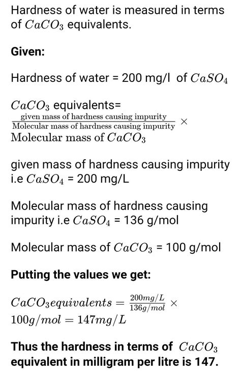 a water sample contains 204 mg of caso4 per liter calculate the ...