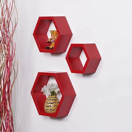 Driftingwood Wall Shelf Rack Set of 3 Intersecting Wall Shelves - Red ...