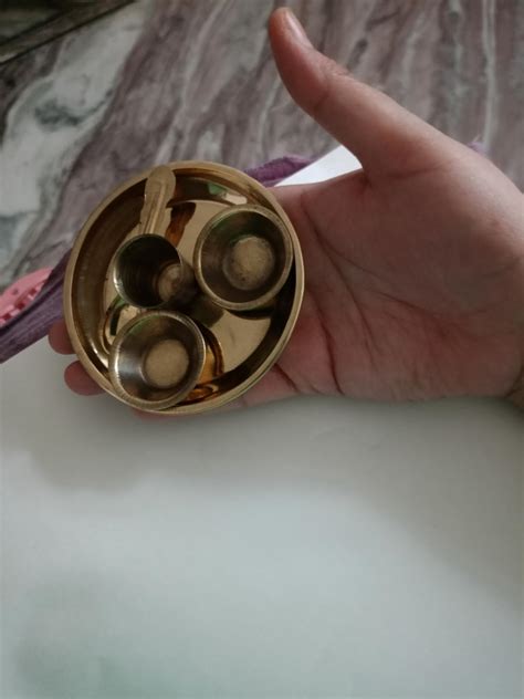 Divya Spiritual Golden Small Pooja Thali Decorative Brass Set for Home ...