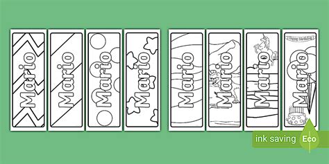 Mario Name Simple Colouring Bookmarks | Twinkl Bookmarks