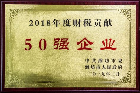 孚日集团上榜潍坊市2018年度财税贡献50强