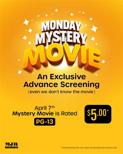 MJR Theatres | 🎬 Our next 'Monday Mystery Movie ' is coming up ...