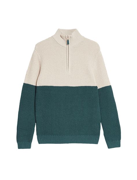 Buy Pure Cotton Waffle Zip Jumper (6-16 Yrs) at Marks & Spencer