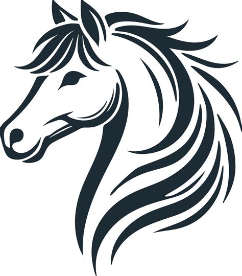 Horse Head Silhouette Outline on White Background 54750409 Vector Art ...