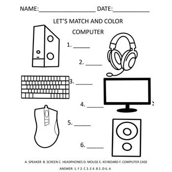 Computer Matching Worksheet Drawing Tools 的图像结果