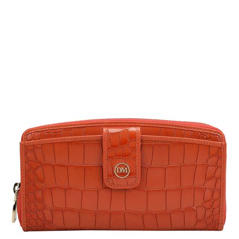 Croco Leather Ladies Wallet - Pumpkin – Da Milano