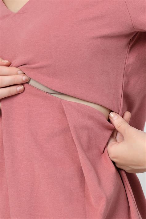Pleated Cotton Maternity Nursing Top - Deep Salmon – House Of Zelena™