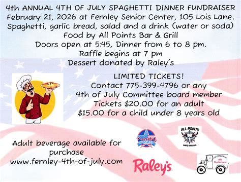 4th Annual 4th of July Spaghetti Dinner, Fernley Senior Center, 21 ...