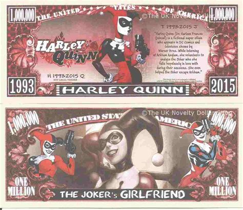 Harley Quinn The Jokers Girlfriend Comic Book Million Dollar Bills x 2 ...