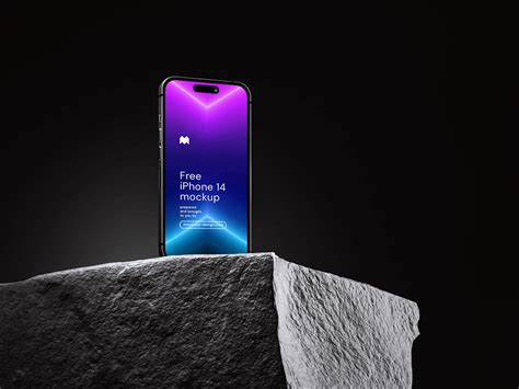 Free iPhone 14 Mockup on Rock PSD Set - PsFiles