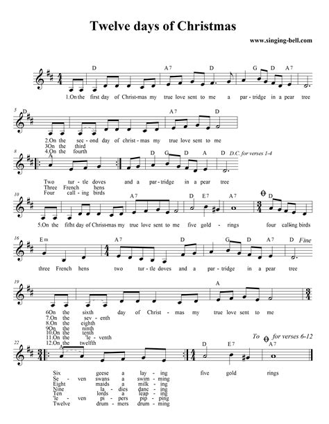 Printable Christmas Carols Sheet Music