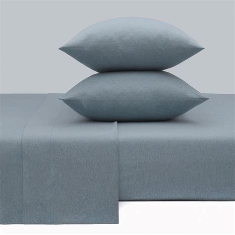 Mellanni 100% Cotton Jersey Sheet Set, Queen Size, Spa Blue Heather, 4 ...