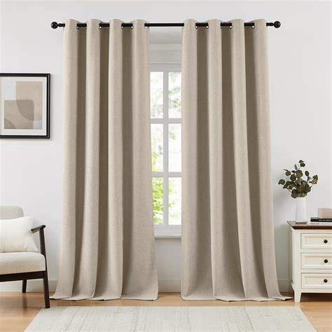 Amazon.com: Anpark 100% Blackout Linen Curtains for Bedroom,Beige ...