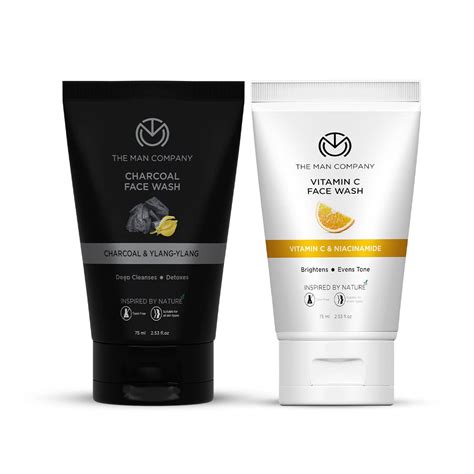 The Man Company Ultimate Face Wash Duo | Charcoal & Vitamin C Face Wash ...