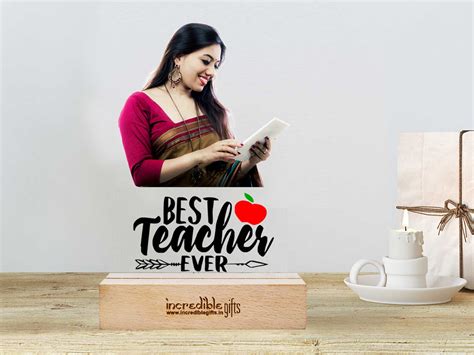 Personalized Photo Frame For Best Teacher Ever With Wood Stand ...