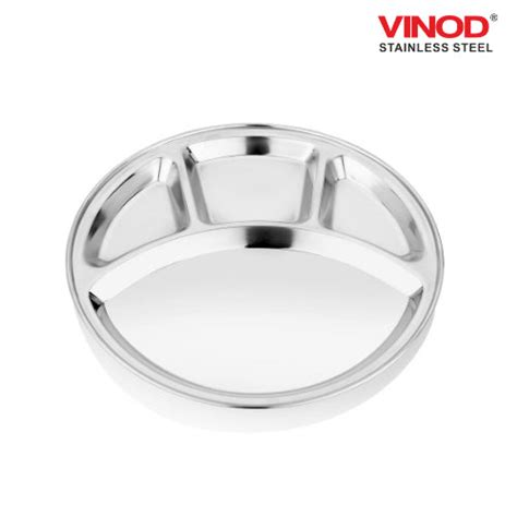 Order Vinod Stainless Steel 4 Compartment Dinner Plate | Set of 2 Pieces