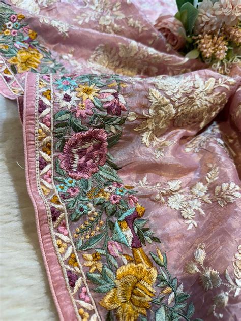 Luthfa Tissue Organza Parsi Gara dupatta (2.30 meter length) – Fabric ...