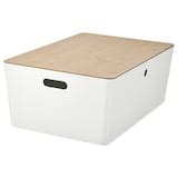 KUGGIS box with lid, white/bamboo, 37x54x21 cm (14 ½x21 ¼x8 ¼") - IKEA