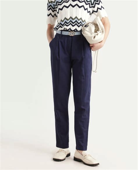 Buy Plio - Dark Navy Plain Tapered Trouser| Rareism