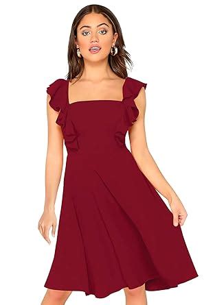 Buy ILLI LONDON Women's A-Line Knee Length Dress (IL D-300,400_Maroon ...