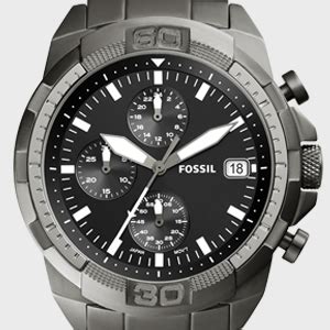 Buy Fossil Bronson Analog Black Dial Gray Band Men's Stainless Steel ...