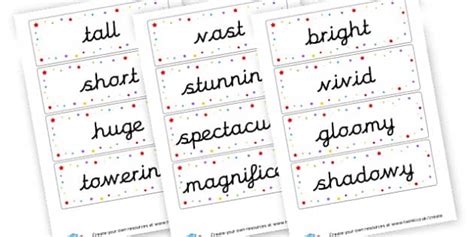 Image result for Adjective Cards Printable