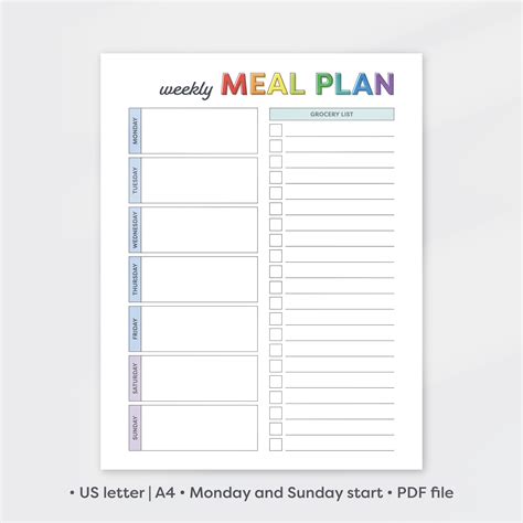 Menu Planner Template 的图像结果