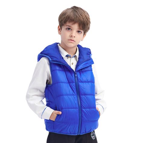 IKALI Boys Puffer Vest Kids Winter Hooded Jacket Lightweight with ...