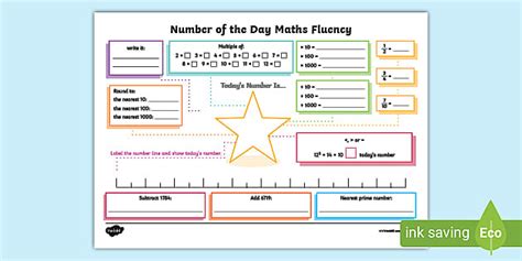 Year 6 Number of the Day Maths Fluency Activity Mat
