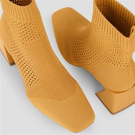 Perforated Block Heel Boots (Melissa), Ginger Yellow, EU35 | VIVAIA