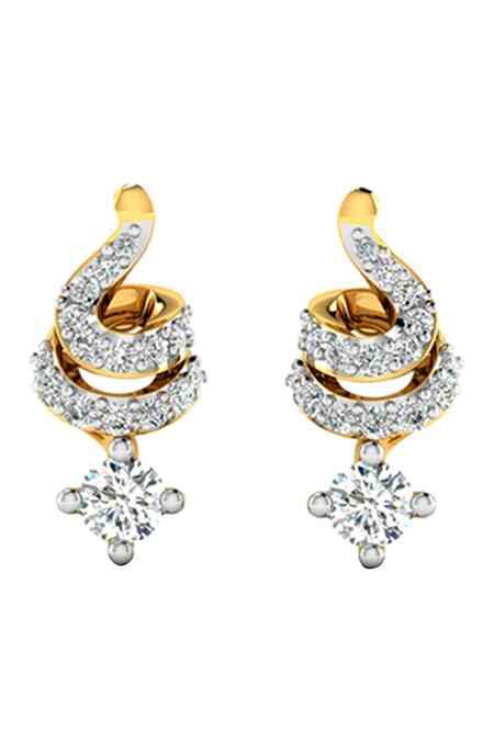 Buy Gold Plated Diamonds Swirl Cutwork Earrings by Divine Solitaires ...