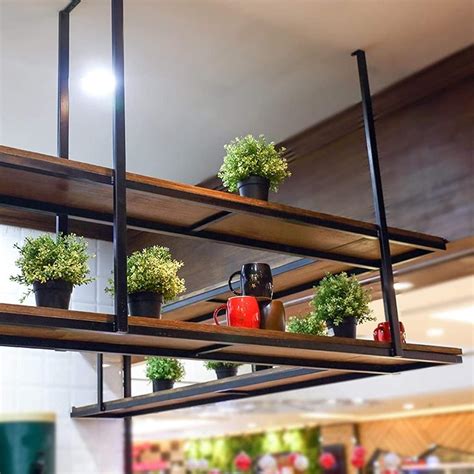 Amazon.com: SXBHDM Ceiling-Mount Shelf Kitchen Bar Floating Shelves ...