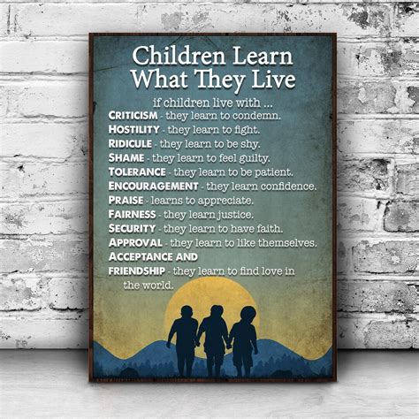Children Learn What They Live Sign | A Child Learns What He Lives Wall Art | First Birthday Gift ...