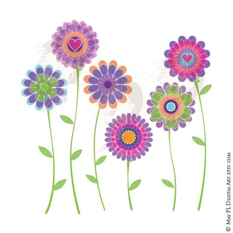 Spring Flowers Clipart Digital Clip Art Purple Floral Graphics - Etsy ...