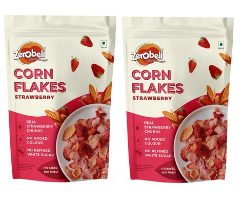 Zerobeli Strawberry Corn Flakes 520 gm (Pack of 260g x 2)- With Real ...
