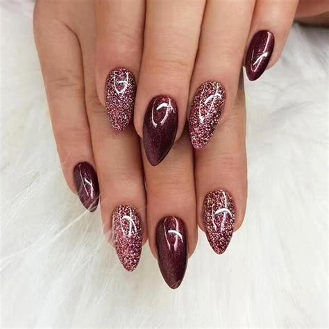 Buy Gloss & Go 24 Reusable Artificial Fake Nail Set| Wine Color With ...