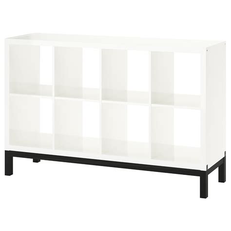 KALLAX shelving unit with underframe, high-gloss/white/black, 147x94 cm ...