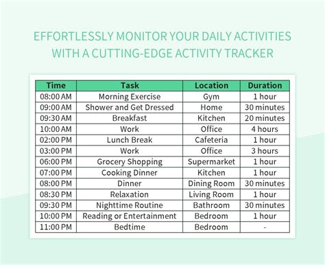 Image result for Daily Activity Tracker Excel Template