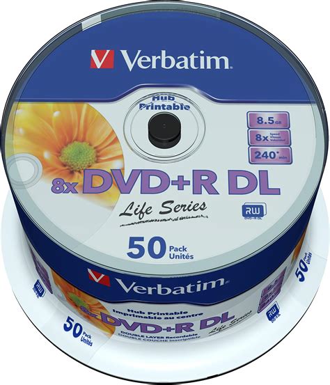 Verbatim DVD+R Double Layer Inkjet Printable Life Series 8.5GB, 50er Spindel, DVD Rohlinge ...
