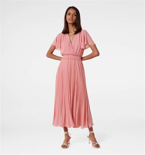 Buy Pink Bloom Chantelle Petite Pleated Midi Dress - Forever New