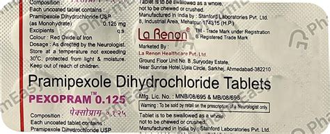 Pexopram 0.125 MG Tablet (10): Uses, Side Effects, Price & Dosage ...